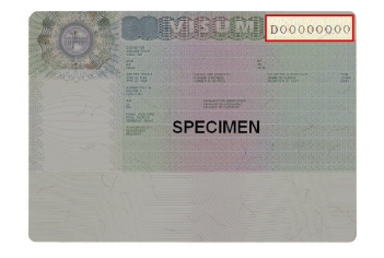 Exemple d'emplacement numero etranger sur un VISA